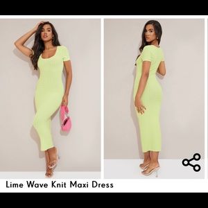 Lime Wave Knit Maxi Dress